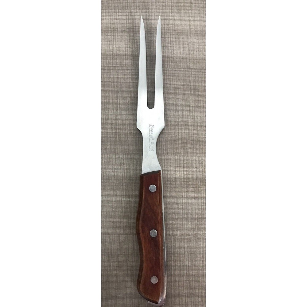 Maxam Stainless Steel Kitchen Fork  Wooden Handle Japan Carving Fork Utensil